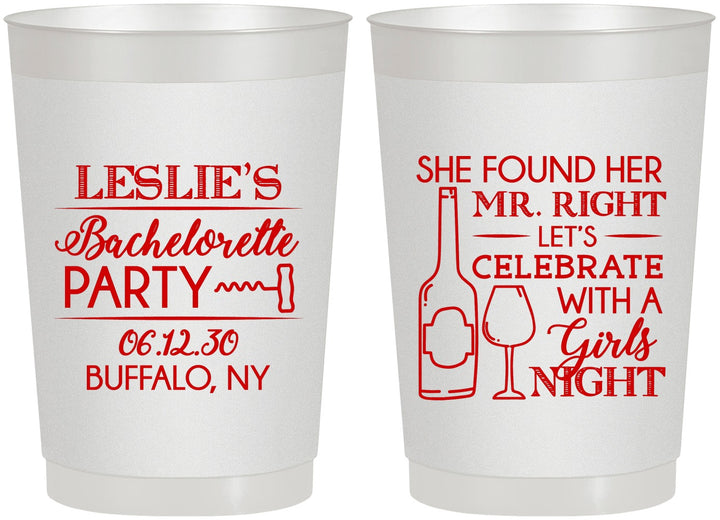Personalized Bachelorette 22 oz Frosted Cups - Mr Right Girls Night | 60180