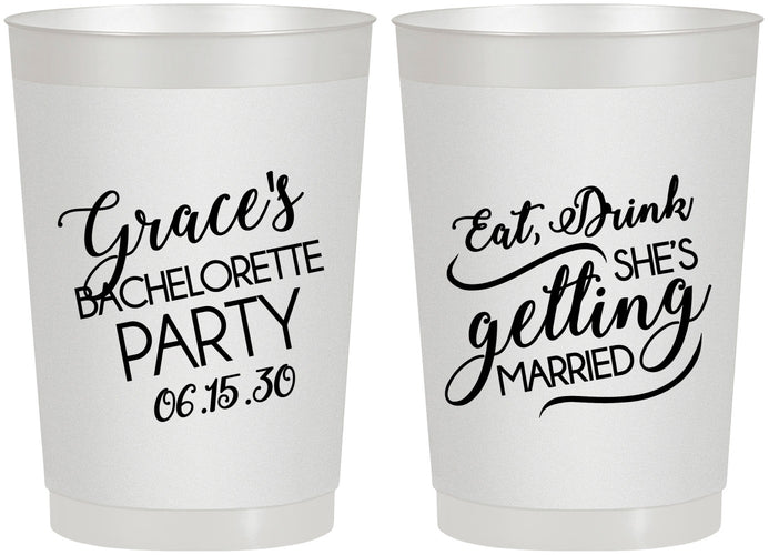 Personalized Bachelorette 22 oz Frosted Cups - Eat Drink Getting Married | 60181