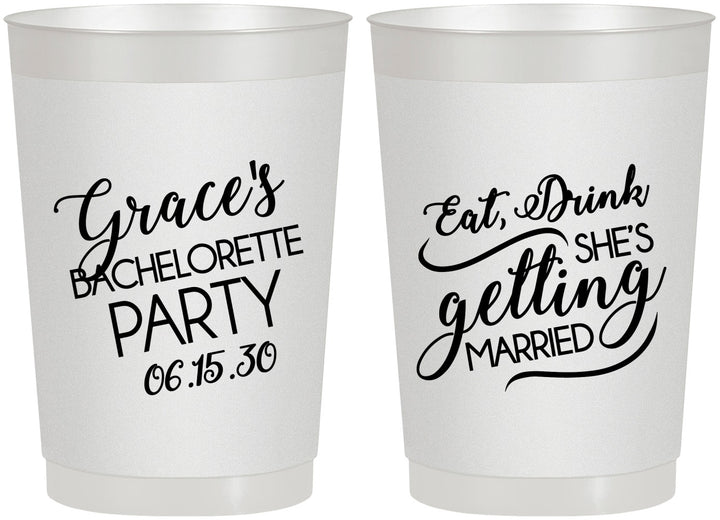 Personalized Bachelorette 22 oz Frosted Cups - Eat Drink Getting Married | 60181