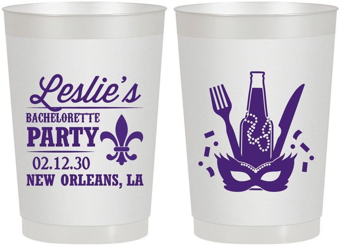 Personalized Bachelorette 22 oz Frosted Cups - Mardi Gras | 60185