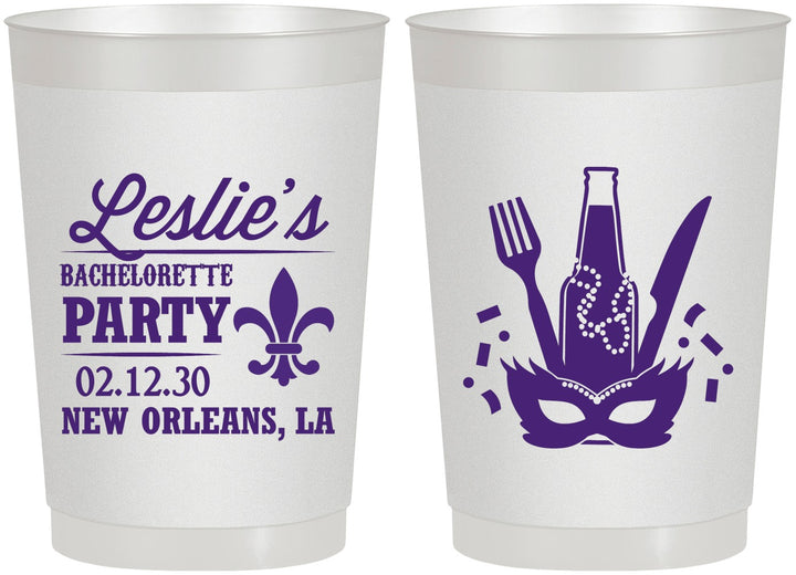 Personalized Bachelorette 22 oz Frosted Cups - Mardi Gras | 60185