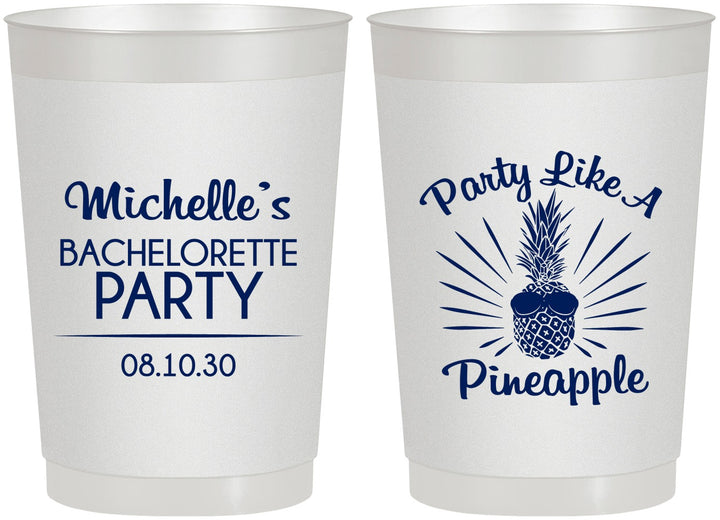 Personalized Bachelorette 22 oz Frosted Cups - Party Like A Pineapple | 60193
