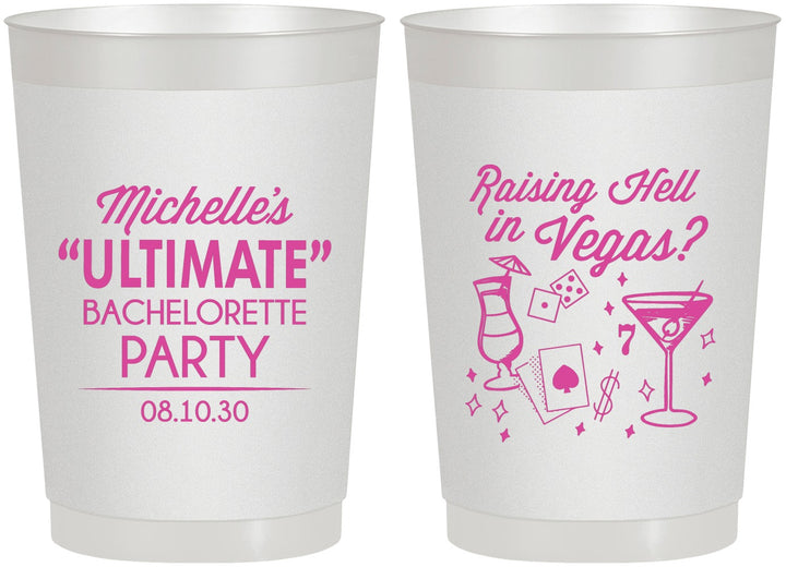 Personalized Bachelorette 22 oz Frosted Cups - Raising Hell In Vegas | 60196
