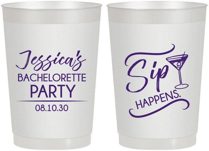 Personalized Bachelorette 22 oz Frosted Cups - Sip Happens | 60197
