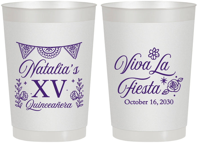 Personalized Quinceanera 22 oz Frosted Cups - Viva La Fiesta Quince | 70008