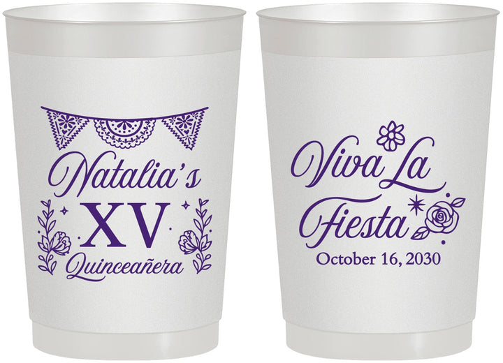 Personalized Quinceanera 22 oz Frosted Cups - Viva La Fiesta Quince | 70008