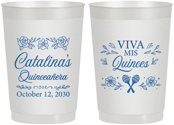 Personalized Quinceanera 22 oz Frosted Cups - Viva Mis Quinces | 70009