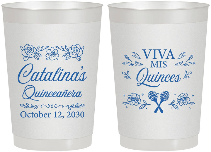 Personalized Quinceanera 22 oz Frosted Cups - Viva Mis Quinces | 70009