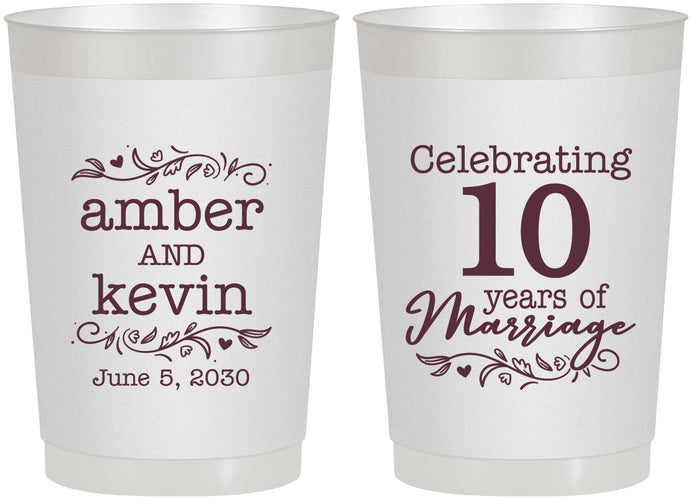 Personalized Anniversary 22 oz Frosted Cups - 10 Years Of Marriage | 80000