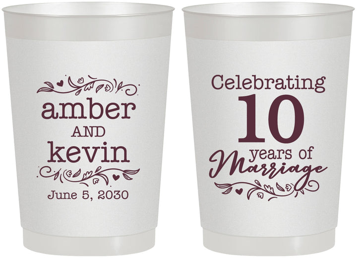 Personalized Anniversary 22 oz Frosted Cups - 10 Years Of Marriage | 80000