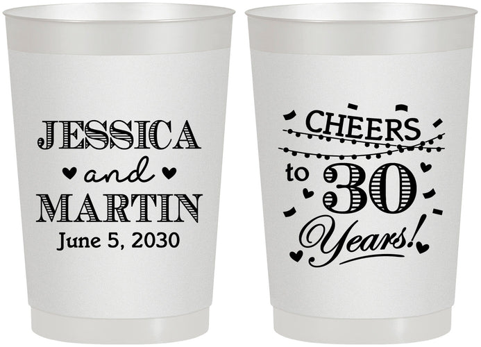 Personalized Anniversary 22 oz Frosted Cups - Cheers To 30 Years | 80003