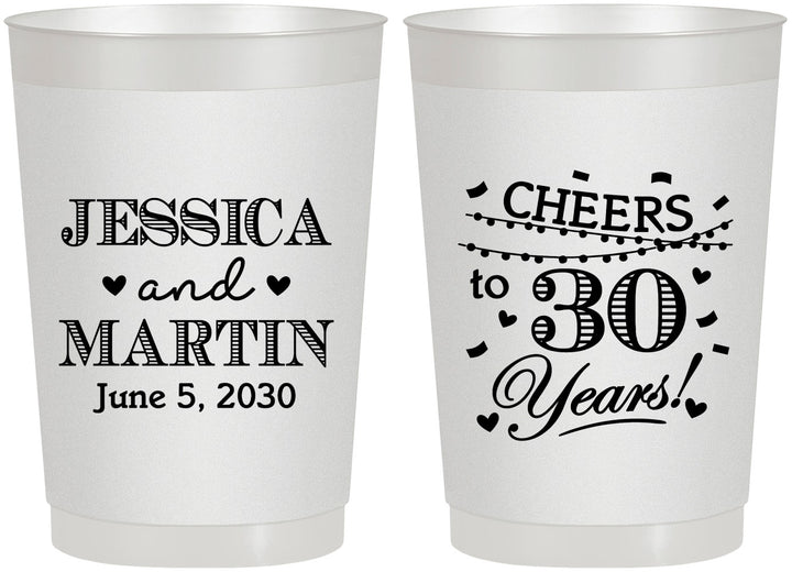 Personalized Anniversary 22 oz Frosted Cups - Cheers To 30 Years | 80003