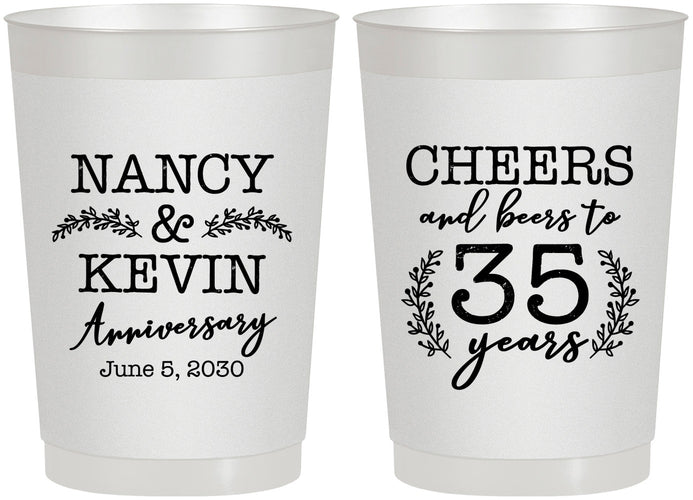 Personalized Anniversary 22 oz Frosted Cups - Cheers To 35 Years | 80004