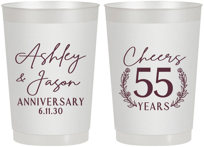 Personalized Anniversary 22 oz Frosted Cups - Cheers To 55 Years | 80008