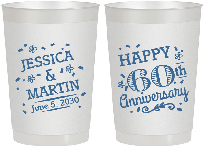 Personalized Anniversary 22 oz Frosted Cups - Cheers To 60 Years | 80009