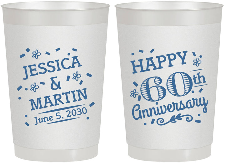 Personalized Anniversary 22 oz Frosted Cups - Cheers To 60 Years | 80009