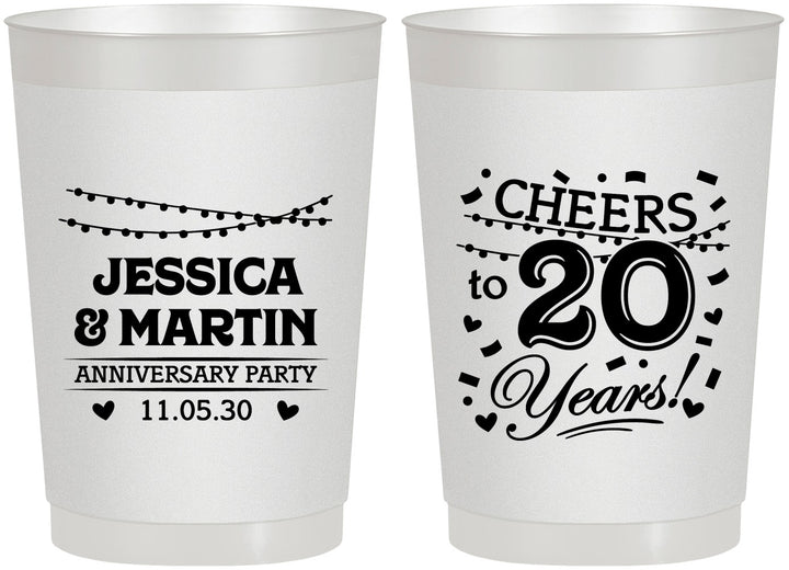 Personalized Anniversary 22 oz Frosted Cups - Cheers To 20 Years | 80011