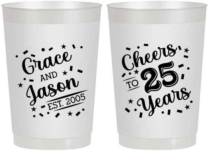 Personalized Anniversary 22 oz Frosted Cups - Cheers To 25 Years | 80012