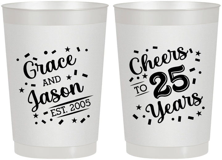 Personalized Anniversary 22 oz Frosted Cups - Cheers To 25 Years | 80012