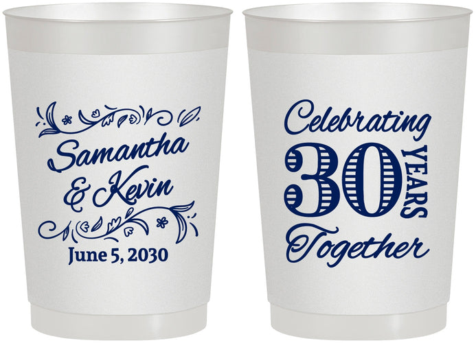 Personalized Anniversary 22 oz Frosted Cups - 30 Years Together | 80013