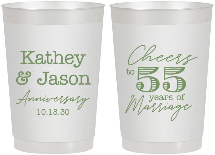 Personalized Anniversary 22 oz Frosted Cups - Cheers To 55 Years | 80018