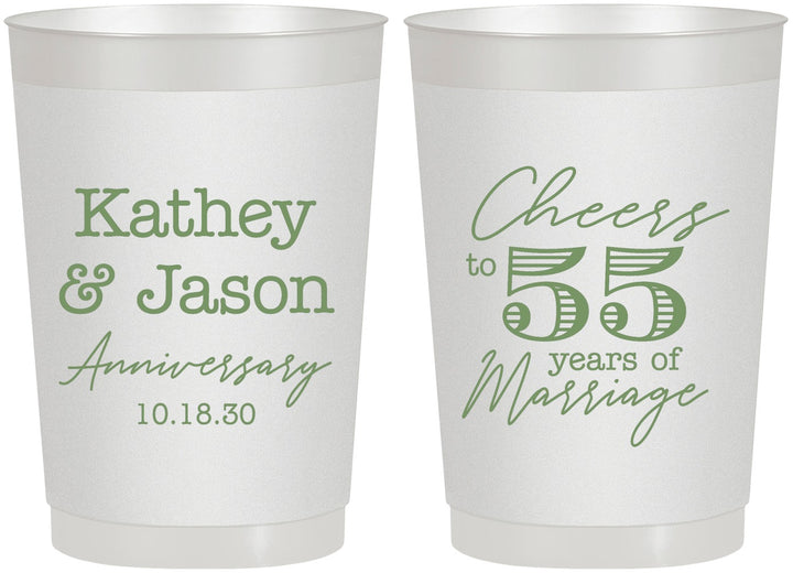 Personalized Anniversary 22 oz Frosted Cups - Cheers To 55 Years | 80018