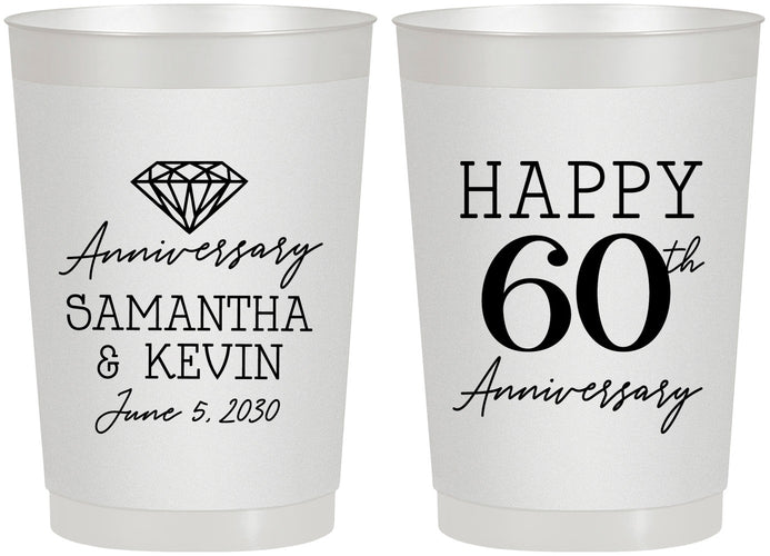 Personalized Anniversary 22 oz Frosted Cups - 60th Wedding | 80019