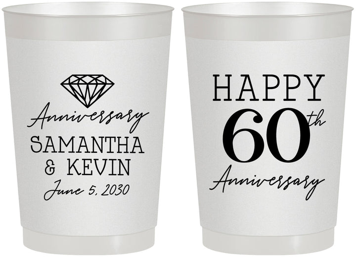 Personalized Anniversary 22 oz Frosted Cups - 60th Wedding | 80019