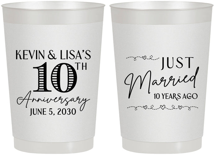 Personalized Anniversary 22 oz Frosted Cups - 10 Years Down | 80020