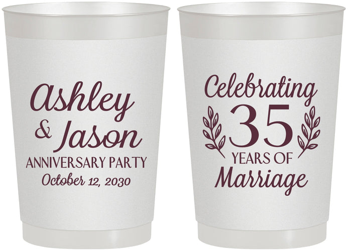 Personalized Anniversary 22 oz Frosted Cups - 35 Years Of Marriage | 80024