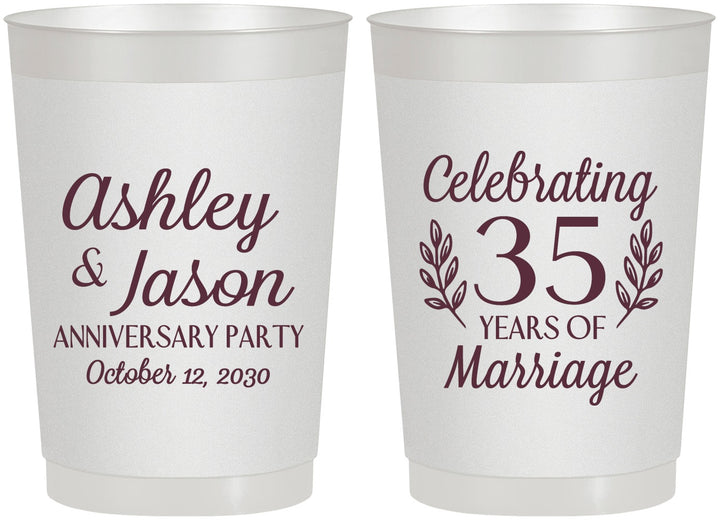 Personalized Anniversary 22 oz Frosted Cups - 35 Years Of Marriage | 80024