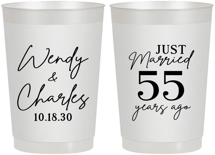Personalized Anniversary 22 oz Frosted Cups - Just Married 55 Years Ago | 80028