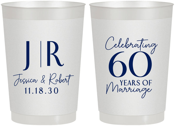 Personalized Anniversary 22 oz Frosted Cups - 60 Years Of Marriage | 80029