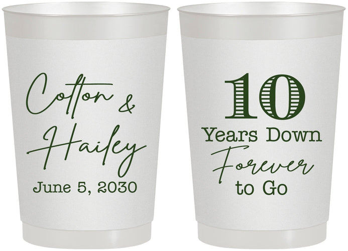 Personalized Anniversary 22 oz Frosted Cups - Just Married 10 Years Ago | 80030