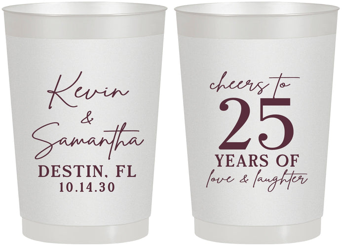 Personalized Anniversary 22 oz Frosted Cups - 25 Years Of Marriage | 80032