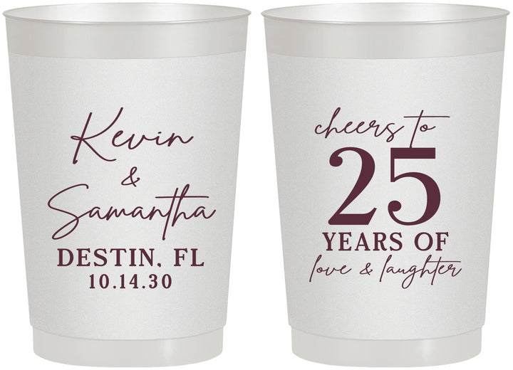 Personalized Anniversary 22 oz Frosted Cups - 25 Years Of Marriage | 80032