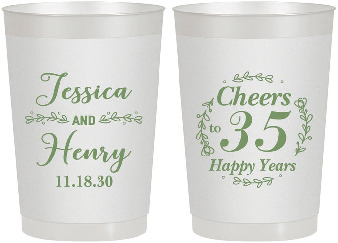 Personalized Anniversary 22 oz Frosted Cups - Cheers To 35 Years | 80034