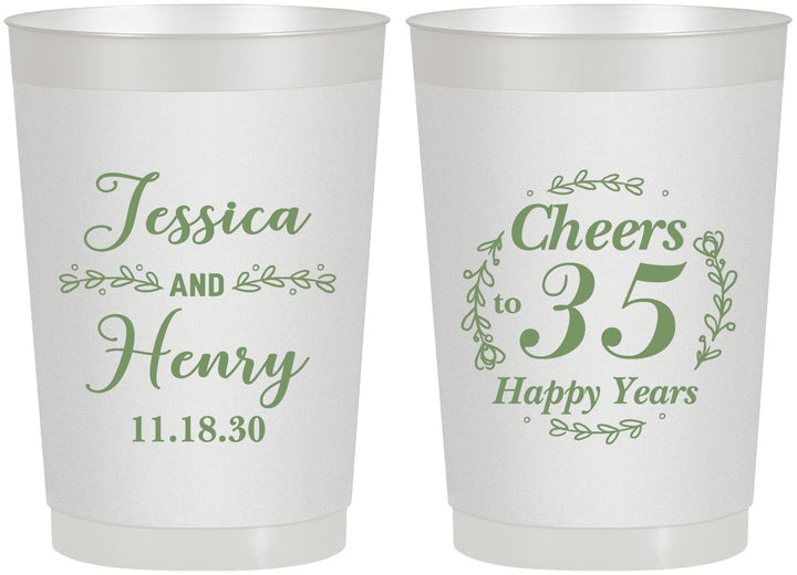 Personalized Anniversary 22 oz Frosted Cups - Cheers To 35 Years | 80034