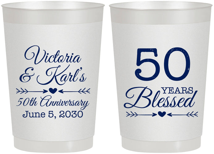 Personalized Anniversary 22 oz Frosted Cups - 50 Years Blessed | 80037