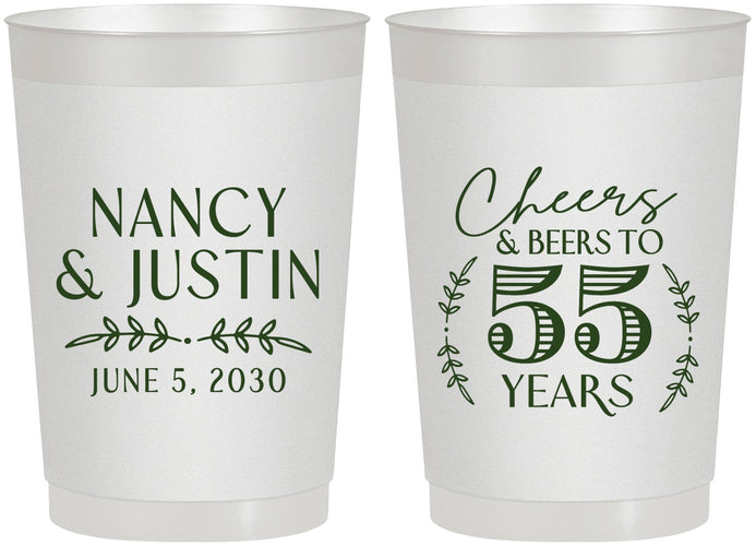 Personalized Anniversary 22 oz Frosted Cups - Cheers To 55 Years | 80038