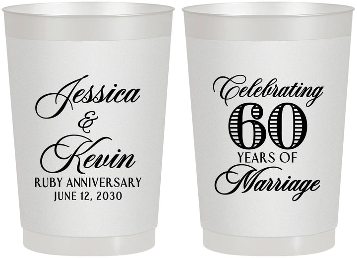 Personalized Anniversary 22 oz Frosted Cups - 60 Years Of Marriage | 80039
