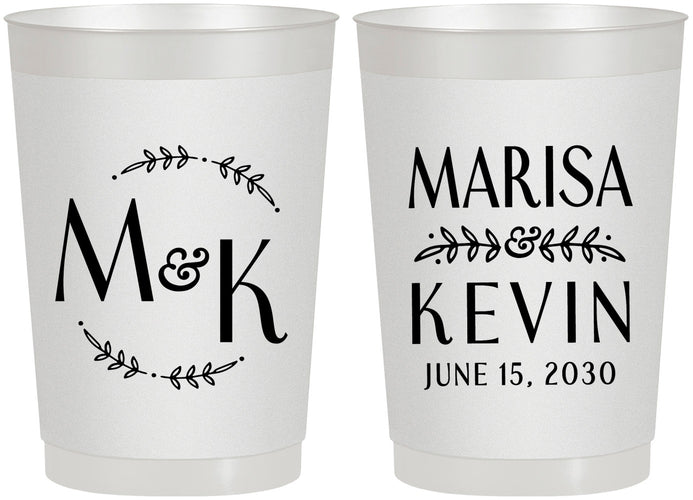 Personalized Wedding 22 oz Frosted Cups - Two Letter Monogram | 801