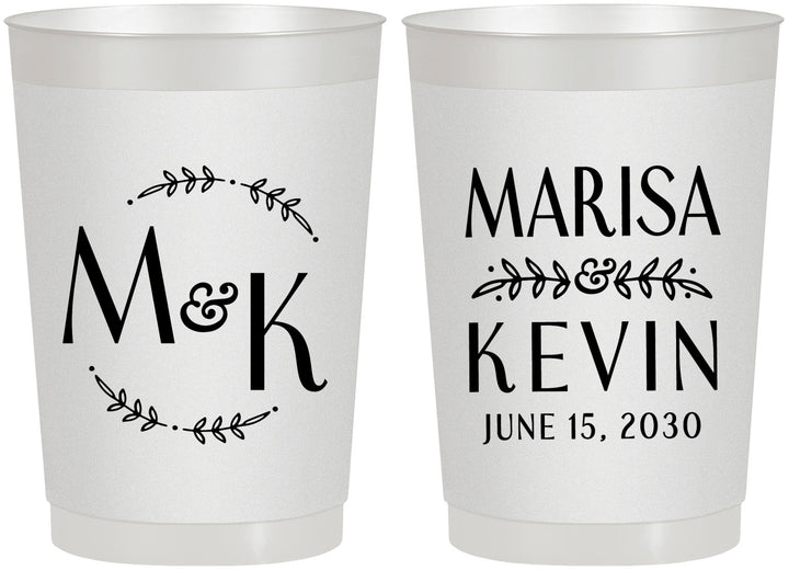 Personalized Wedding 22 oz Frosted Cups - Two Letter Monogram | 801