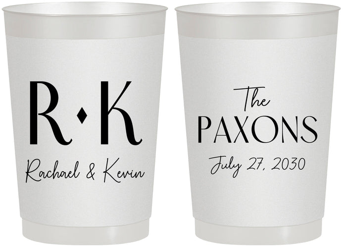 Personalized Wedding 22 oz Frosted Cups - Two Letter Monogram | 802