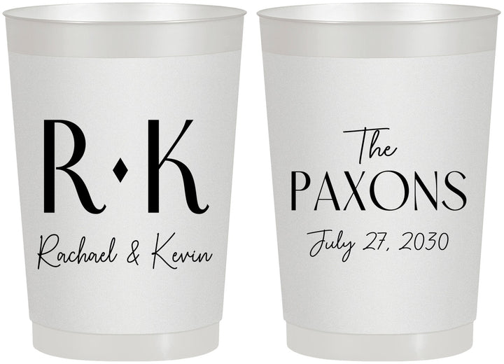 Personalized Wedding 22 oz Frosted Cups - Two Letter Monogram | 802