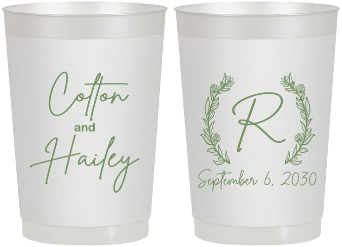Personalized Wedding 22 oz Frosted Cups - Monogram | 803