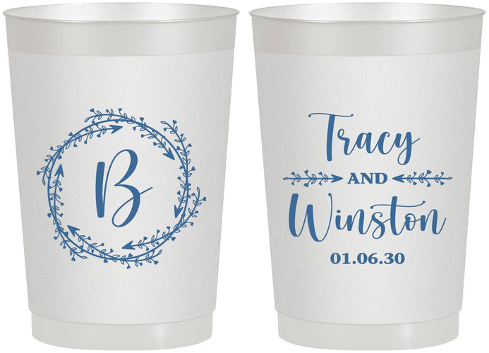Personalized Wedding 22 oz Frosted Cups - Monogram | 804