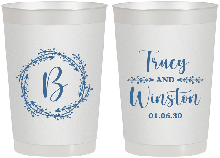 Personalized Wedding 22 oz Frosted Cups - Monogram | 804