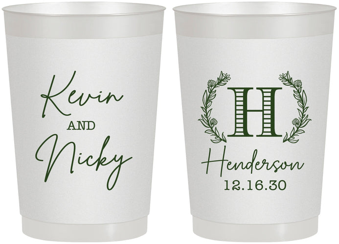 Personalized Wedding 22 oz Frosted Cups - Monogram | 805