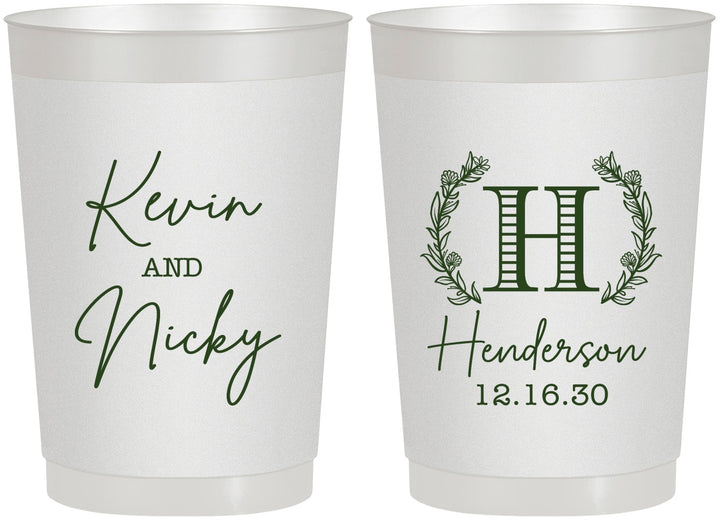 Personalized Wedding 22 oz Frosted Cups - Monogram | 805